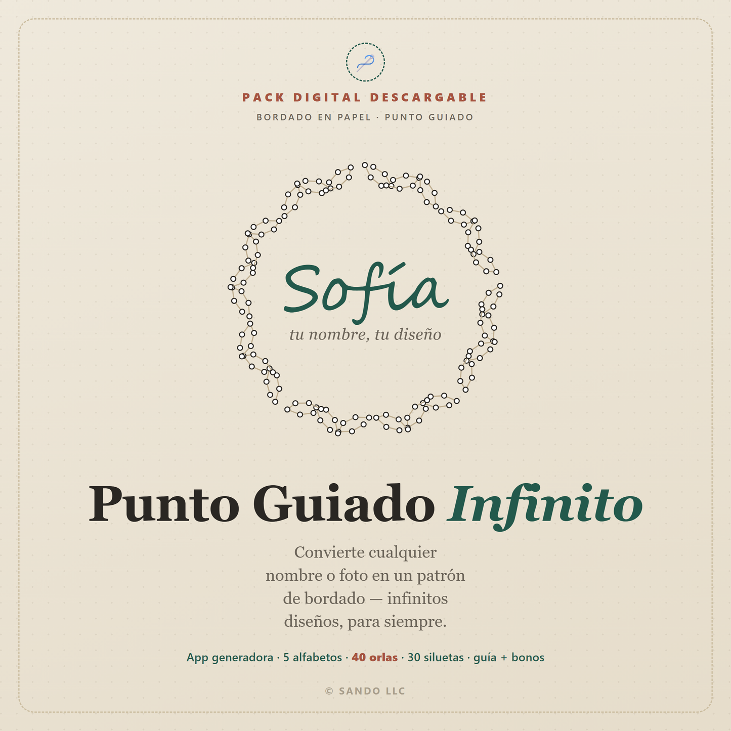 Punto Guiado Infinito — Kit de Bordado en Papel (Descarga Digital)