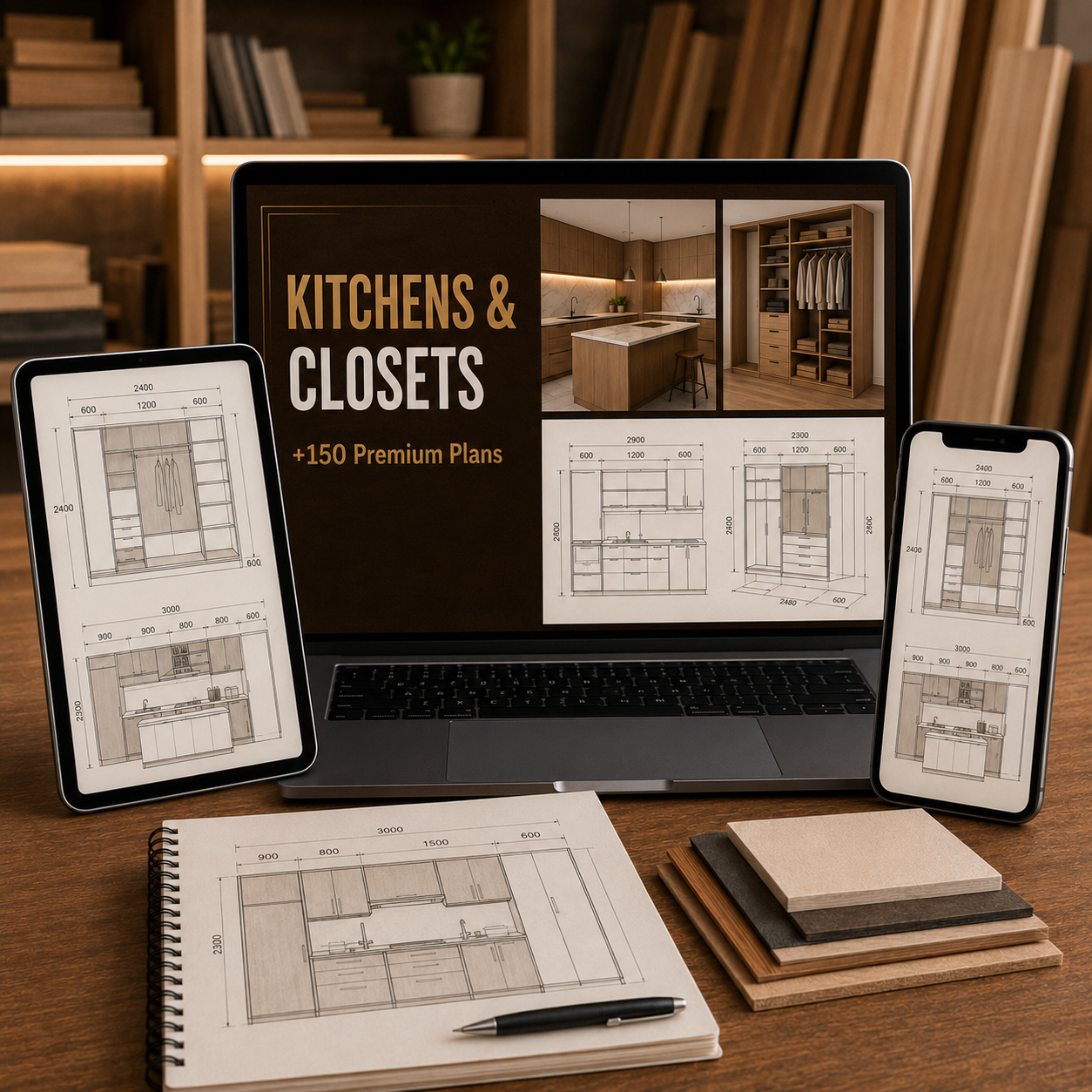 KITCHEN AND CLOSETS — +150 Premium Plans