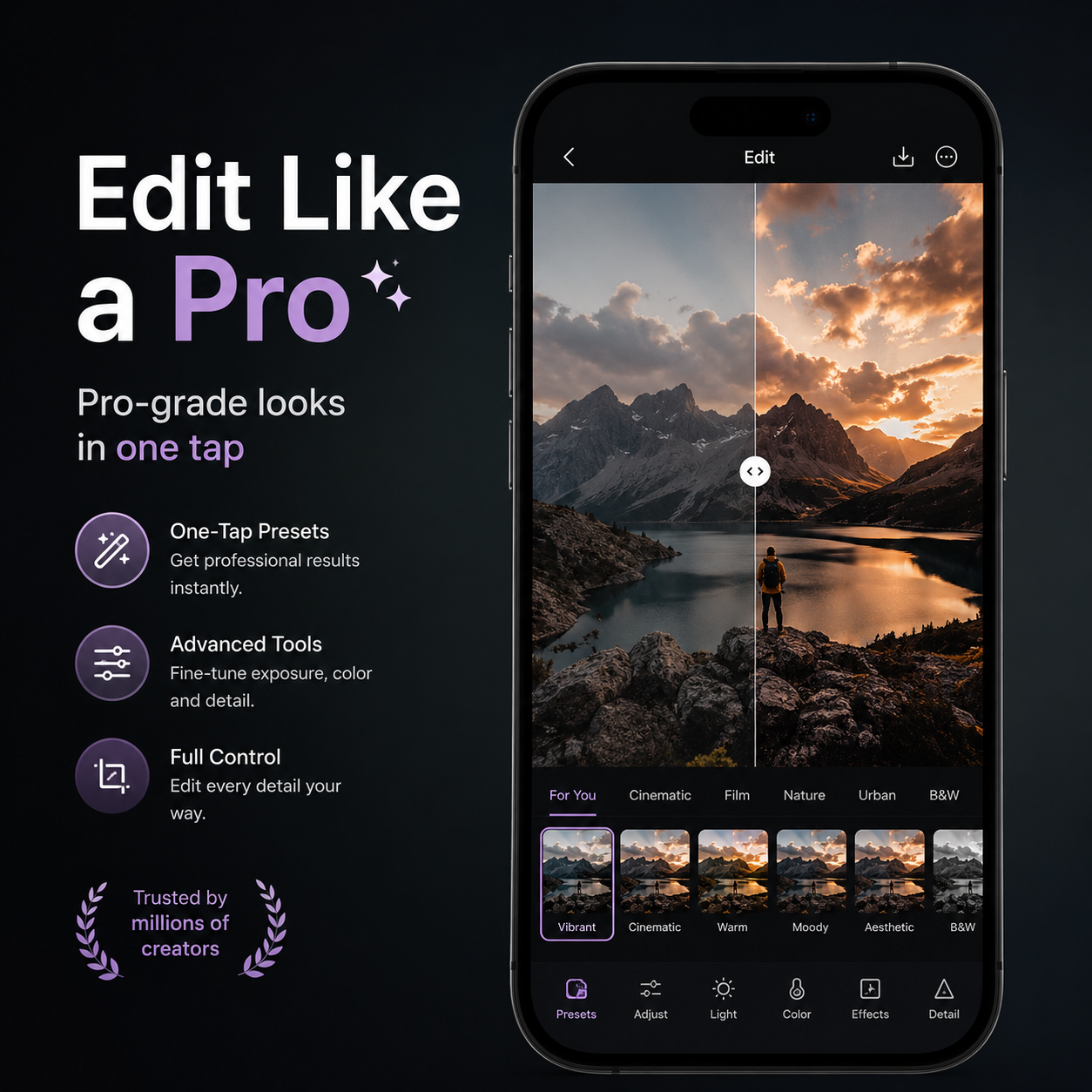 Edit Like a Pro | Pro-grade looks in one tap